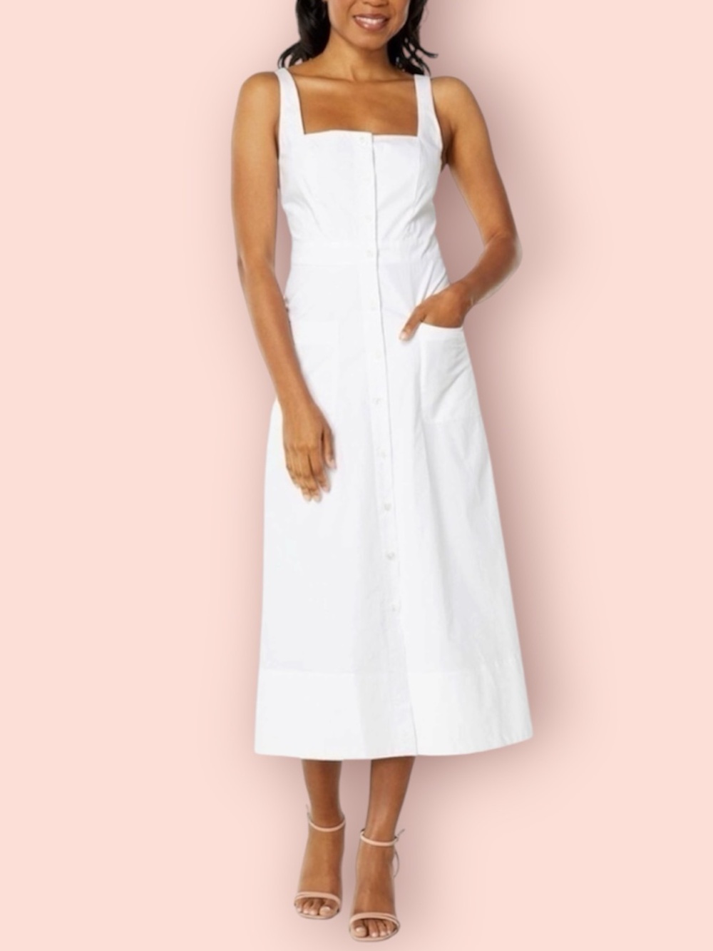 EQUIPMENT Aris White Cotton Poplin Midi Dress